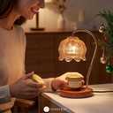 Flower Candle Warmer Lamp with Timer & Dimmer, Adjustable Height Candle Warmer, Christmas Birthday Gifts for Women Mom, House Warming New Home Decor, Wax Warmer for Jar Candles - Amber w/3 Candles