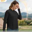 Women's UPF 50+ Sun Shirt with Hoodie SPF Long Sleeve UV Protection Shirts Hiking Fishing Outdoor Lightweight (Black, XXL)