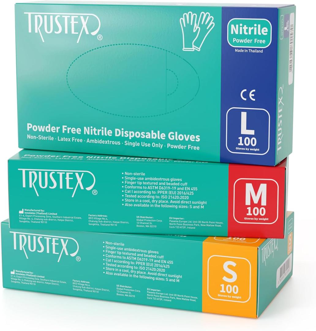 3 x Trustex® Nitrile Disposable Gloves | Powder Free | Choose Size and Quantity