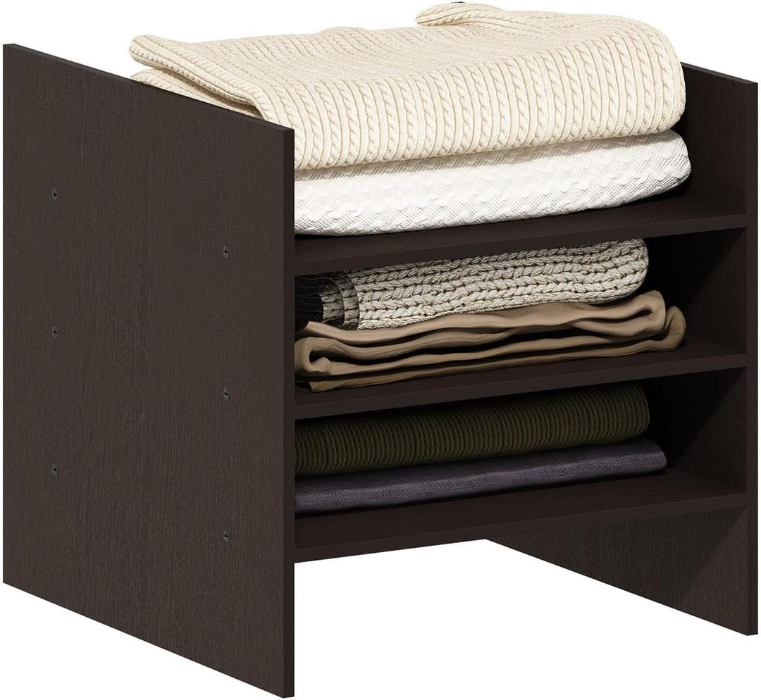 Furinno Cubicle Cube Insert, 3-Shelf Cube Organizer, Fits into Furinno Extra Thick Cubes, for Organizers and Storage, Black Dark Oak (Does not fit IKEA Kallax Shelving)