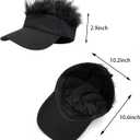 Men Visor Cap with Hair Fake Adjustable Novelty Spiked Wig Baseball Caps, Black