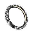 Neukim Black White Racing Checkered Pattern Steering Wheel Covers Anti-Slip Elasticity Car Accessories Steering Wheel Protector Universal 15 Inch for Cars SUV Vehicle Truck