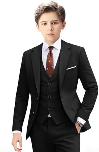 Suits for Boy Slim Fit Formal Dress Outfit Toddler Suit Blazer Vest Pants Kids Tuxedos, Size: 6