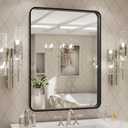 LOAAO 24X32 Inch Black Metal Framed Bathroom Mirror for Wall, Matte Black Bathroom Vanity Mirror Farmhouse, Large Rounded Rectangle Mirror, Anti-Rust, Hangs Horizontally or Vertically