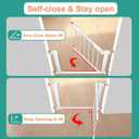 Fairy Baby Narrow Baby Gate for Stair, 22.8"-25.5" Wide Pressure Mounted Pet Gate for Doorway, Easy Walk Thru Child Safety Gate, White