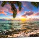 DBLAKI DB2462 Canvas Wall Art Beach Sunset Ocean Waves Nature Pictures Canvas Print Frame Picture for Living Room Bedroom Kitchen Home and Office Wall Decor