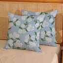 Light Blue Pillow Covers 18x18 Inch 2 Pcs Blue Green Hydrangea Flower Decor Throw Pillows Vintage Floral Seasonal Spring Summer Outdoor Decoration Pillowcase Linen Cushion Cover for Couch Sofa