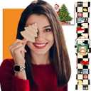 Holiday Watch Bands Compatible with Fitbit Versa 4 Bands for Woman,for Versa 3/Sense 2/Sense Bands Replacement Strap (Checkered Lucky Fortune)