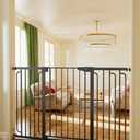Cumbor 36" Extra Tall Baby Gate for Stairs, 29.7-57" Extra Wide Dog Gate for Doorways Hallways, Pressure Mounted Child Gate for Wide Opening, Auto Close Personal Safety for Babies and Pets, Black