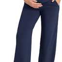 G4Free Maternity Pants Over The Belly Yoga Dress Work Pregnancy Pants Stretchy Lounge Wide Leg Trousers with Pockets (Medium, Royal Blue)