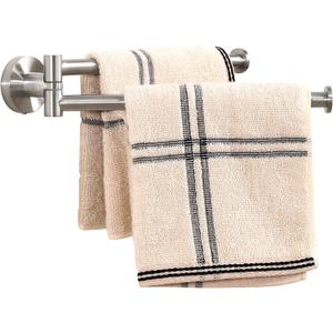 KES Kitchen Swivel Towel Bar 9-Inch, Swivel Towel Rack for Dish Towel, Double Towel Bar 2-Arm Wall Mounted, SUS 304 Stainless Steel, Brushed Finish, A2106S23-2