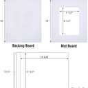 Acid Free 25 Pack 11x14 Pre-Cut Mat Board Show Kit for 8x10 Photos, Prints or Artworks, 25 Core Bevel Cut Matts and 25 Backing Boards and 25 Crystal Plastic Bags, White