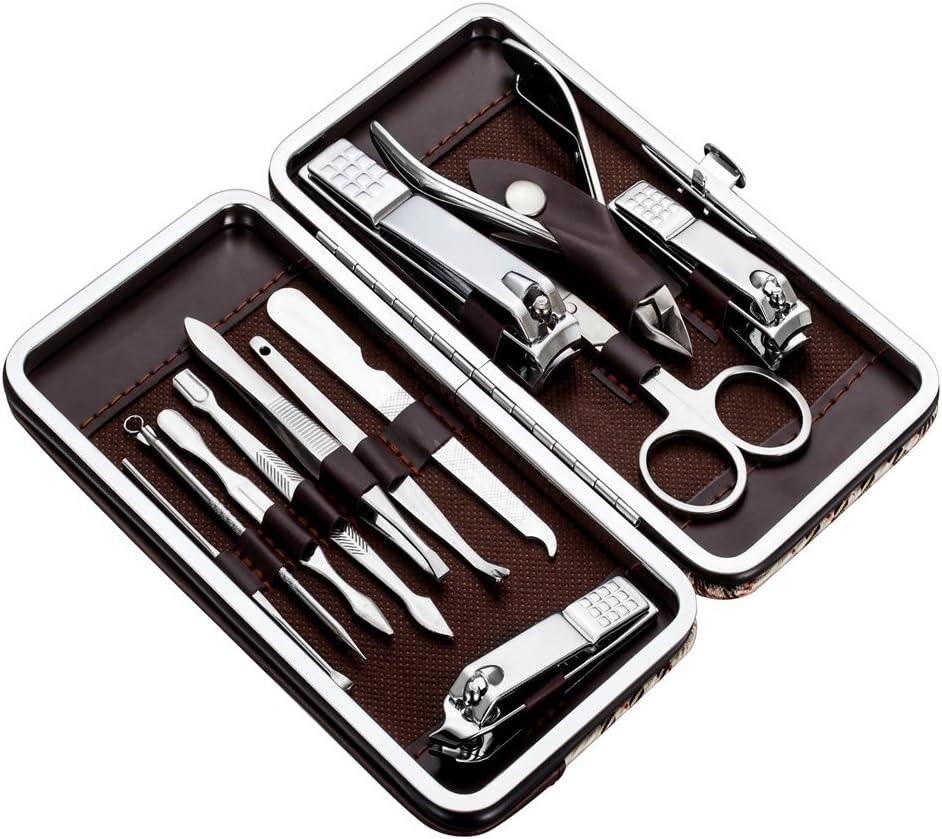 Manicure, Pedicure Kit, Nail Clippers, Professional Grooming Kit, Nail Tools with Luxurious Travel Case, Set of 12  (nail clippers 12pcs)