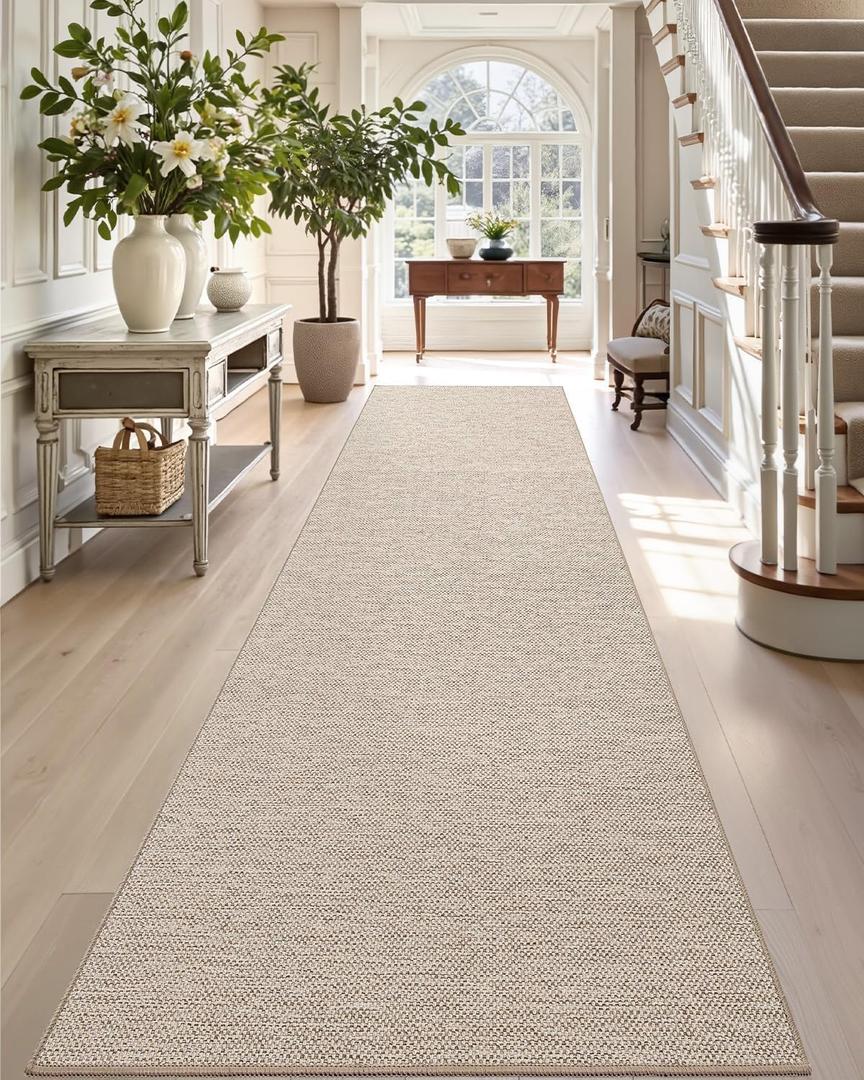 DEXI Hallway Runner Rug 2'4"x8', Non Slip Rubber Backed Runners Carpet, Ultra Thin Entryway Rugs Indoor for Kitchen Hallway Entrance Bedroom, Beige