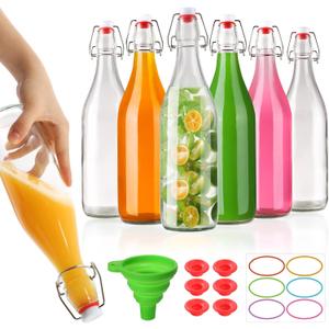 Alotpower Flip Top Glass Bottle 32oz 6Pack, Swing Top Glass Bottles with Airtight Flip Lids for Vanilla Extract Bottles/ Home Brewing/ Beverages/ Oil (32 fl. oz, Set of 6)