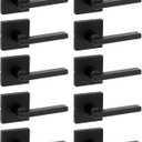 Kwikset Halifax Interior Passage Door Handle, Lever for Closet and Hallway Doors, Reversible Non-Locking Handle Lever, Matte Black, with Microban Protection, 10 Pack