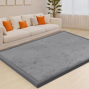 ACOMOPACK Baby Play Mat Area Rug for Living Room 1.3" Thick Memory Foam 59"71" Dark Grey- Non-Slip Bottom for Kid, Toddler, Tummy Time Crawling Mat for Floor, Soft Velvet Nursery Rugs, Yoga, 5971"4'11"5'11"