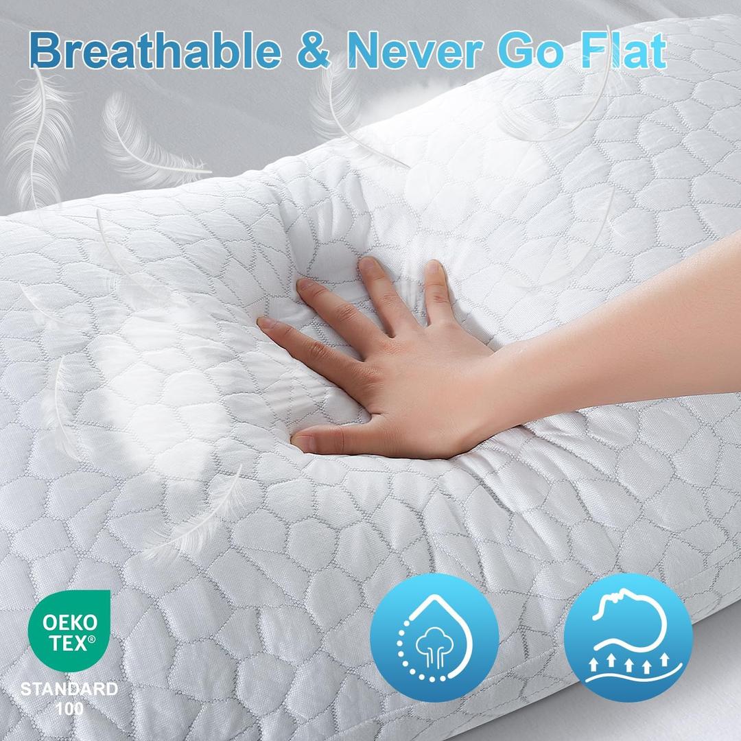 Cooling Side Pillow for Sleeping, Shredded Memory Foam 16" x 32"