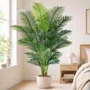 Artificial Palm Tree 6.2ft Tall Fake Palm Tree Indoor Decor with 18 leaves and Real Bark Design Faux Tropical Areca Palm Silk Floor Plant in Pot for Home Office Living Room Bedroom Decor 1pcs