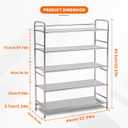 5 Tier Heavy Duty 201 Stainless Steel Shoe Rack Storage Shelf, 3 inches x 10.71 inches x 35.63 inches