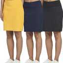 Real Essentials 3 Pack: Women's 20" Golf Skirts Knee Length Skorts Athletic Long Active Casual Pockets, L