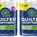 QUILTED NORTHERN ULTRA SOFT & STRONG TOILET PAPER, 8 SUPER MEGA ROLLS : 48 REGULAR ROLLS, SUSTAINABLE, PREMIUM SOFT TOILET TISSUE (Pack of 2)