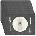 Myir JUN Placemats Dual Sided, Faux Leather Place Mats Set of 8 Indoor Placemats for Dining Table Non-Slip Washable Placemats Heat Resistant Outdoor Table Mats (Set of 8, Gray)