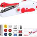 Portable Handheld Sewing Machine - Electric Mini Cordless Stitch Tool for Beginners & Adults | Quick Mending Repair Kit for Clothes, Fabric, Curtains, DIY Crafts | Travel & Home Use (Red)