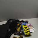 70s Outfits for Men, 7Pcs Disco Costume Include Retro Shirt Bell Bottom Pants Wig Sunglasses Necklace Wig Cap for Disco Party,  Black - B