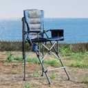 Extra Tall Folding Chairs for Adults 330lbs, Portable Bar Height Foldable Director Chairs for Camping Outside, Comfortable with High Back and Footrest, Blue