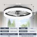VOLISUN Low Profile Ceiling Fans with Lights and Remote, Fandelier Ceiling Fan Flush Mount, 3000K-6500K Smart Bladeless LED Fan Light, Black Modern Ceiling Fans with Lights for Bedroom