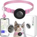 GPS Tracker for Cats, Mini GPS Pet Tracker with Collar, IPX8 Waterproof Cat Trackers Collar,No Monthly Fee,Work with Apple Find My(iOS Only),Smart Trackers for Pets-Pink-4