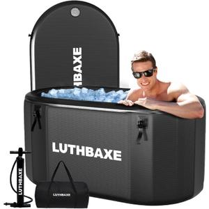 Cold Plunge | Upgraded 218 Gallon Inflatable Ice Freestanding Bathtub with 5 Layers Durable Design | Portable Cold Water Bath for Athletes' Recovery | Ice Bath for Outdoor and Camping | Black