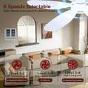 GJeg Ceiling Fans with Lights,42" Low Profile Ceiling Fan with Light and Remote Control,Flush Mount, Reversible, Dimmable, Noiseless, White Ceiling Fan for Bedroom