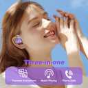 AI Translation Earbuds, Translation Earbuds Real Time, 144 Accents Real-Time Translation, Two-Way Translator Device with APP for iOS for Android, Suitable for Travel Learning (Purple)
