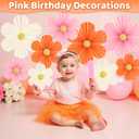 Pink and Orange Party Decorations Pink Paper Flowers Decorations for Wall 9pcs with 9 Gold Glitter Floral Centers Paper Fans Floral Backdrop Flower Wall Decor for Birthday Classroom Baby Shower, Guide