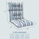 LVTXIII 2 Pack Outdoor High Back Cushions, 22" W x 20" D Tufted Seat and Back Chair Cushion with Ties, Fluffy Patio Replacement Rocking Chair Cushion for Outdoor Furniture Use, Stripe Layered Blue, 44"x22"x4"