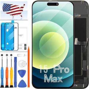 A-MIND for iPhone 15 Pro Max Screen Replacement Kit, 6.7 Inch Full HD LCD Display 3D Touch Digitizer Assembly with Repair Tool, Waterproof Seal, Screen Protector -Compatible A2849 A3105 A3106 A3108