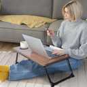 Adjustable Lap Desk for Bed - Portable Laptop Tray Table with Foldable Legs, Phone Slot & Cup Holder - Lightweight & Sturdy Breakfast, Work, Study Table for Sofa, Couch, Floor