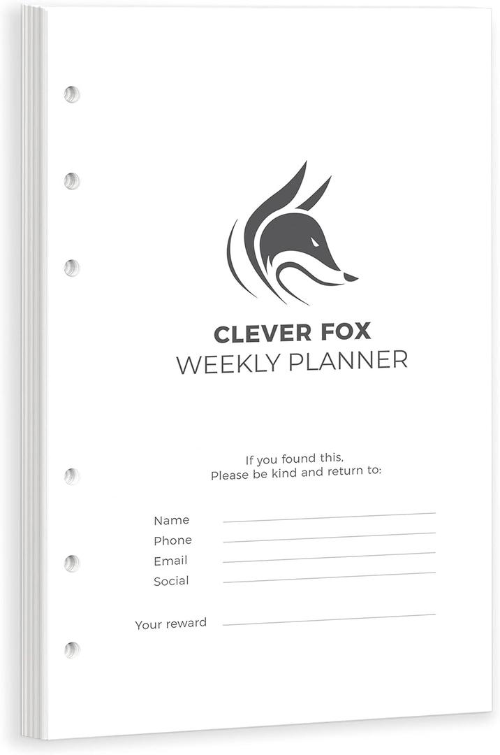 Clever Fox Weekly Planner Binder Refills  12-Month Planner Page Refill Set - Planner for Time Management & Weekly Tasks  Work & Life Organizer with To Do List  Undated A5 Pages (Pearl White)