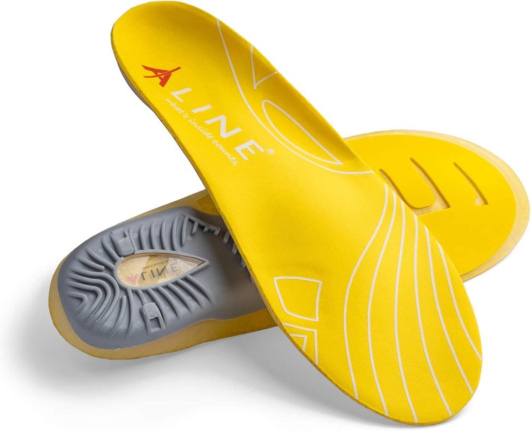 ALINE Cushion Memory Foam Insole - Shock Absorbent, Heel and Foot Support Shoe Inserts - Yellow - Men 6.5-7.5/Women 7.5-8.5/EU 38.5-40