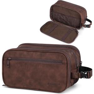 PAVILIA Toiletry Bag for Men, Travel Pouch Essentials Shaving Dopp Kit, Travel Bag Toiletries Organizer Case, Cosmetic Make Up Accessory, Water Resistant
