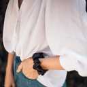 4 x Bunnikins & Clover Silk Scrunchies for Hair Sleep, 100% Mulberry Silk Hair Ties for Curly Hair with Elastic Band, Thick Elastic Hair Scrunchies for Women Girls, 3 Piece