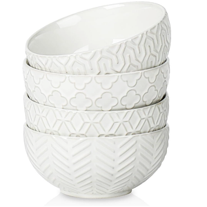 Sureasy Ceramic Cereal Bowls Set of 425 oz White Soup Bowls for Kitchen, Perfect for Soup, Pasta and Salad, Microwave & Dishwasher Safe