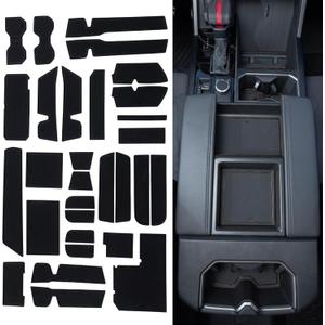 TOPINSTALL Several Colors Premium Liners Compatible with 2022-2025 2026 Toyota Tundra Accessories Non-Slip Anti Dust Cup Holder Inserts, Center Console Rubber Mats, Door Pocket Pads-30PCS (Black)