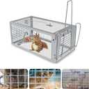 Humane Rat Trap, Chipmunk Rodent Trap That Work for Indoor and Outdoor Small Animal - Mouse Voles Hamsters Live Cage Catch and Release 1 Pack
