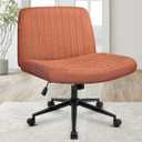 Orange Factory Criss Cross Chair Wheels Wide Cross Legged Office Desk Vanity Dual Base Comfy Fabric Armless Adjustable Swivel for Home Computer Task (Brown Dual Base, Fabric)