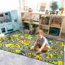 STARUIA Kids Carpet Playmat Rug, 60" x 32"Ultra Non-Slip Car Rug Play Mat Learn and Have Fun Educational City Road Car Carpet for Kids, Washable Car Kid Rugs for Bedroom Boys Room Playroom Nursery