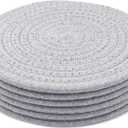 8 Inch Trivets for Hot Dishes, Hot Pots and Pans, Thick Heat Resistant Large Coaster for Kitchen, Hot Pads, Kitchen Essentials, Kitchen Decor for Table & Countertop, 6 Pcs (Light Gray)