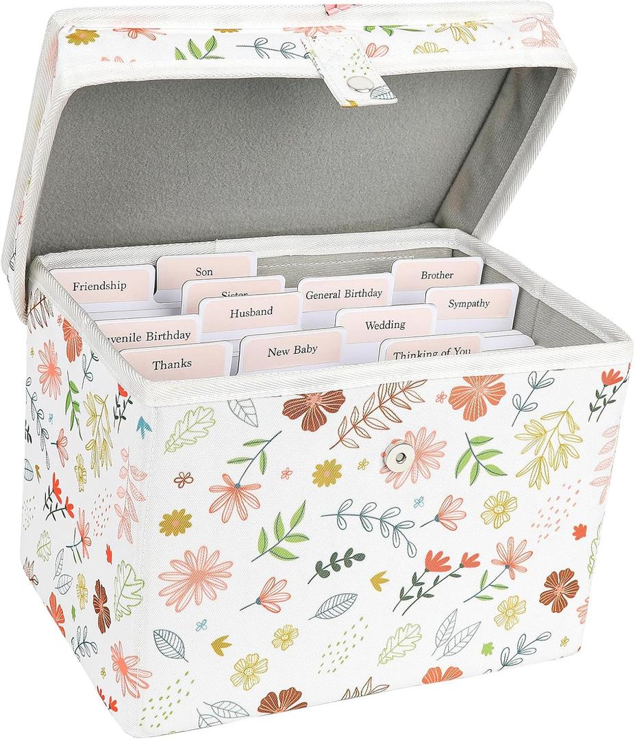 Greeting Card Organizer Storage Box with 12 Removable Dividers - Store 140+ Cards, Ideal for Photos, Crafts, Envelopes, Scrapbooking, Paper, Stickers Holder